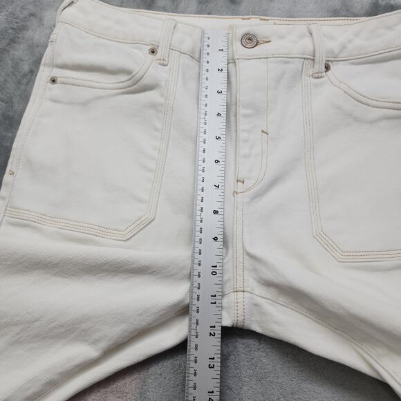 Happily Grey High Rise Flare Leg Denim Jeans Size 9/29 Cream Stretch Pockets - Picture 9 of 12